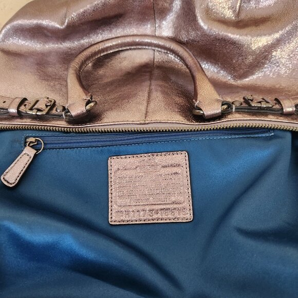 Like New Coach Madison Sophia In Metallic Pewter Shoulder Bag Handbag Purse - Picture 12 of 14